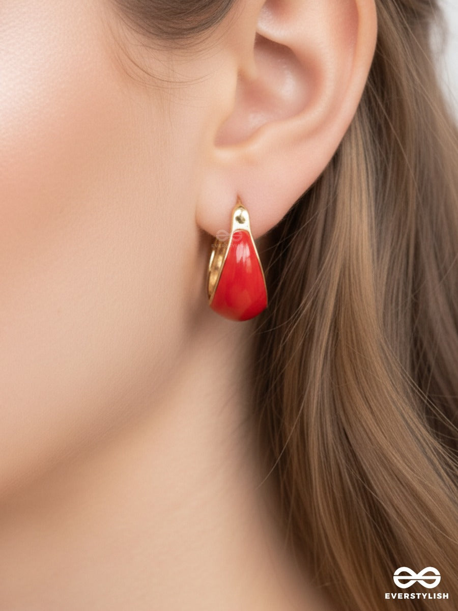 Scarlet Swerve - Golden Hoop Earrings