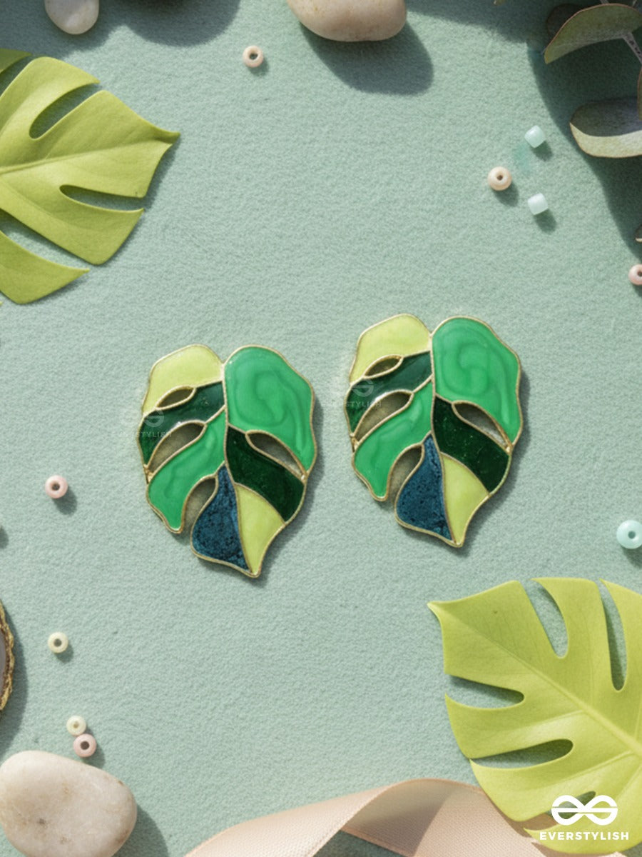 Mosaic Petal - Emerald Art Earrings