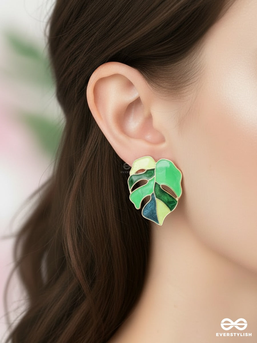 Mosaic Petal - Emerald Art Earrings