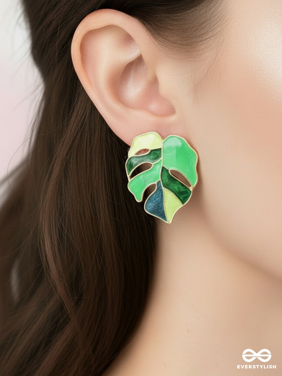 Mosaic Petal - Emerald Art Earrings