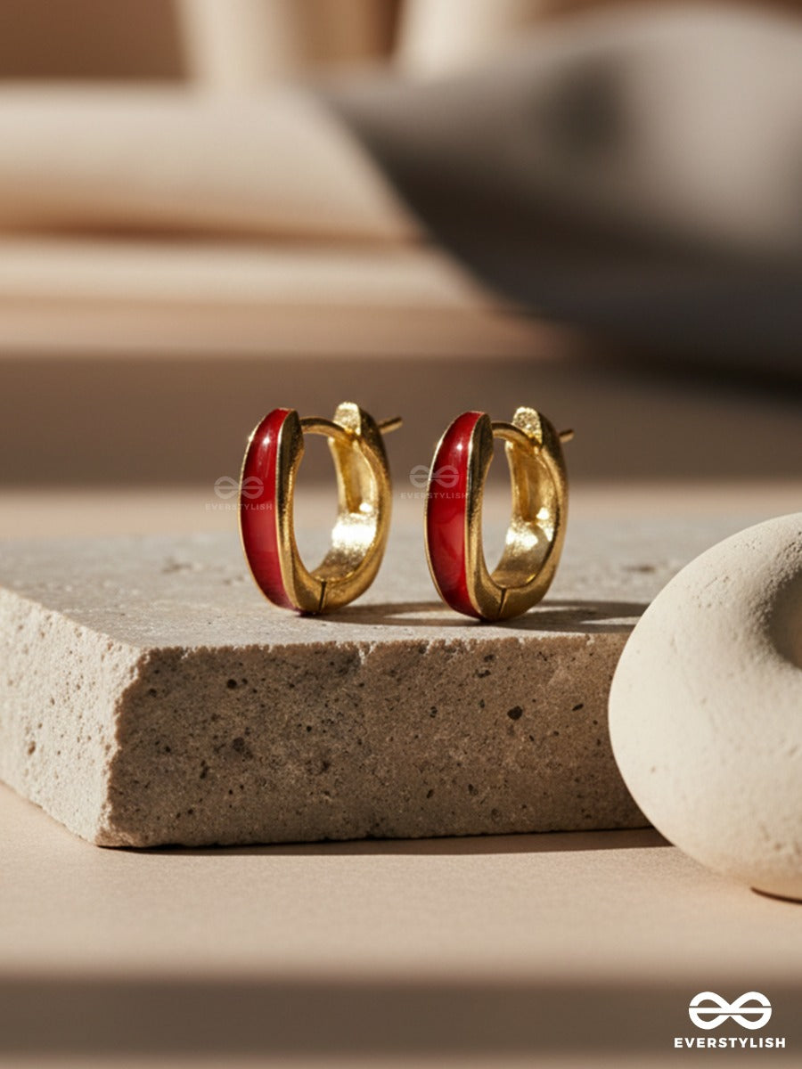 Merlot Edge - Enamel Hoop Earrings