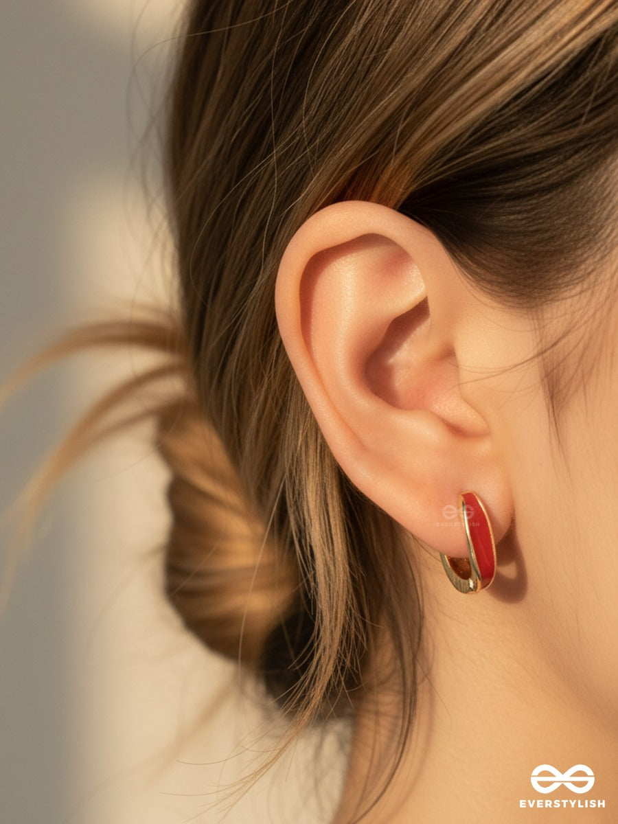 Merlot Edge - Enamel Hoop Earrings