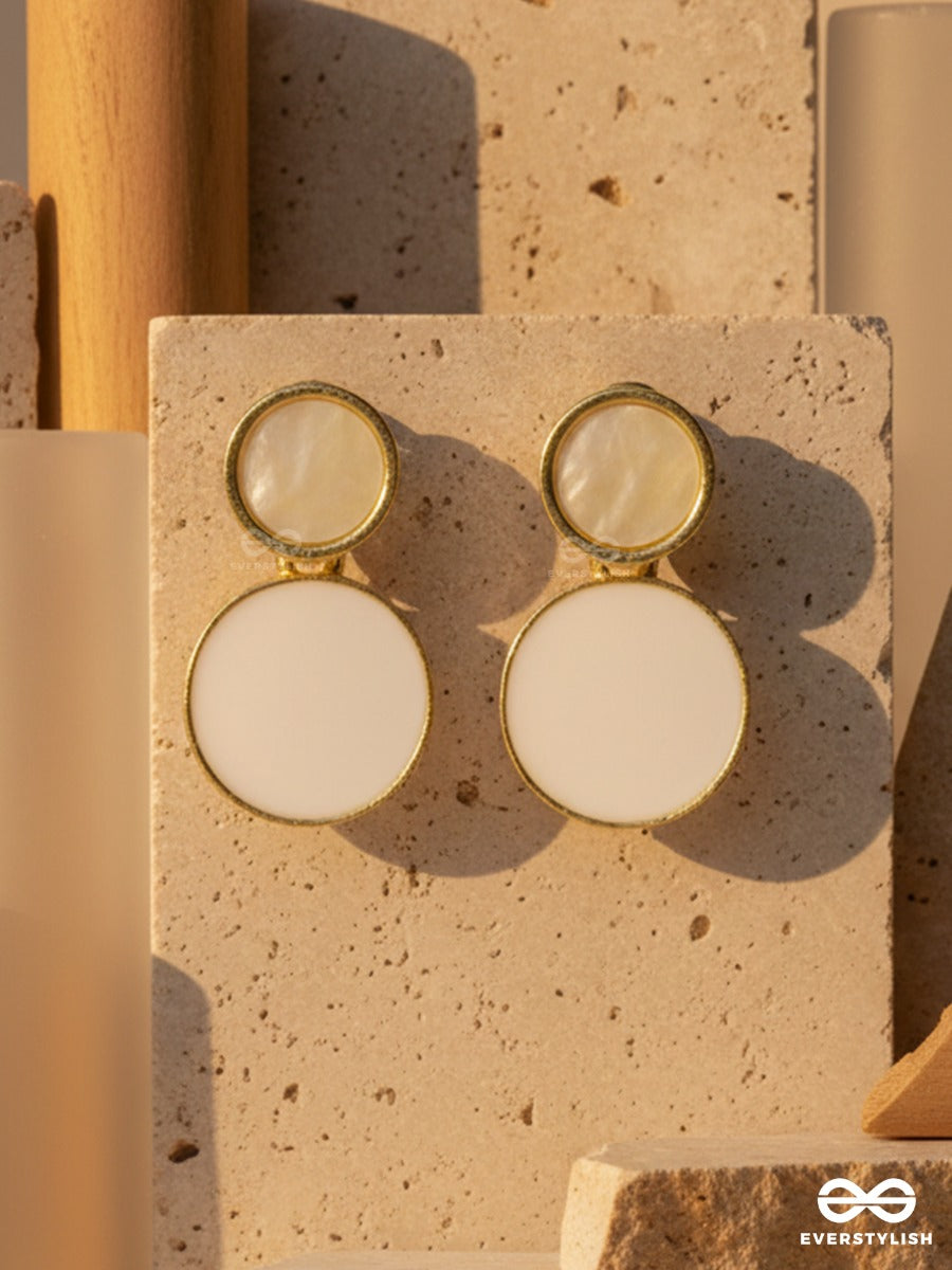 Ivory Luna Disc - Double Drop Earrings