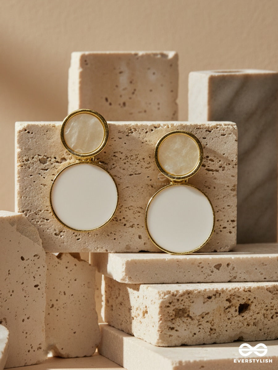 Ivory Luna Disc - Double Drop Earrings