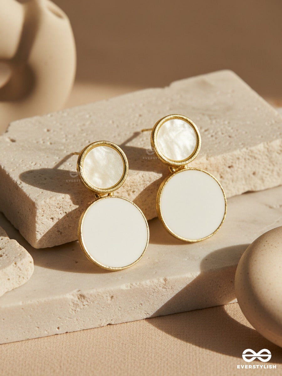 Ivory Luna Disc - Double Drop Earrings
