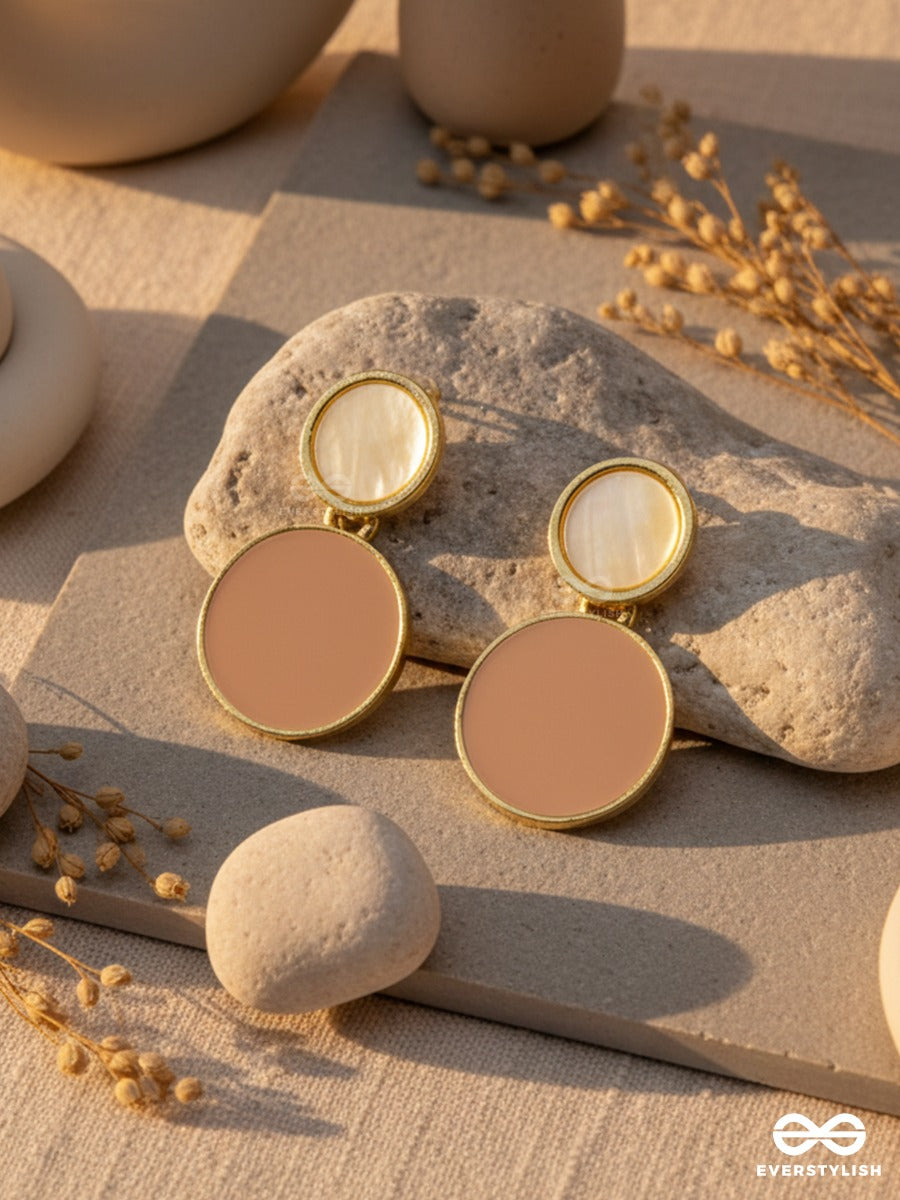 Champagne Luna Disc - Double Drop Earrings