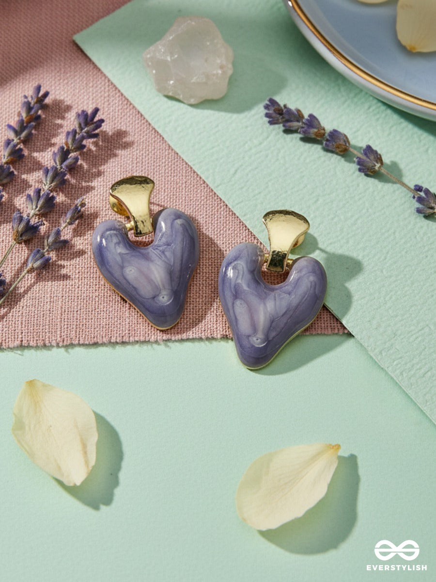 Marble Crush - Lilac Heart Drop Earrings