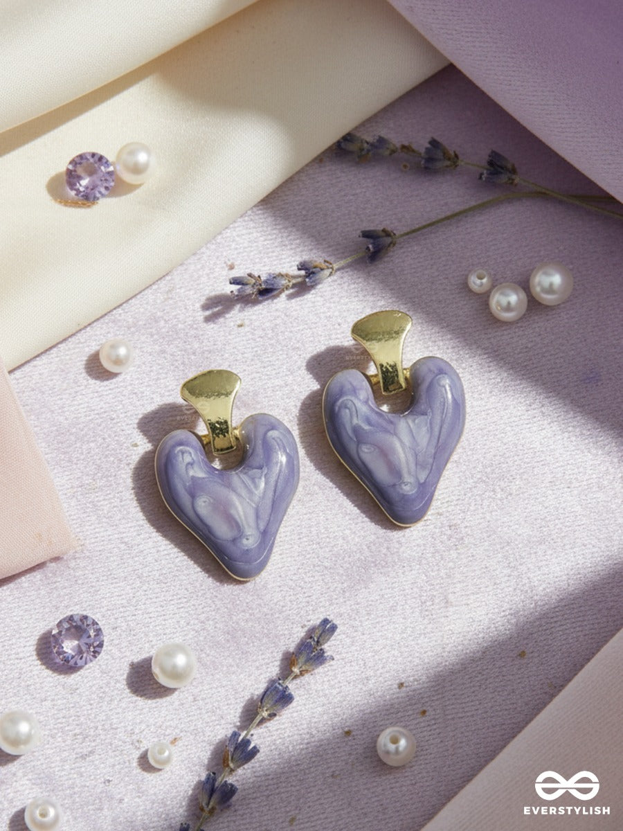 Marble Crush - Lilac Heart Drop Earrings