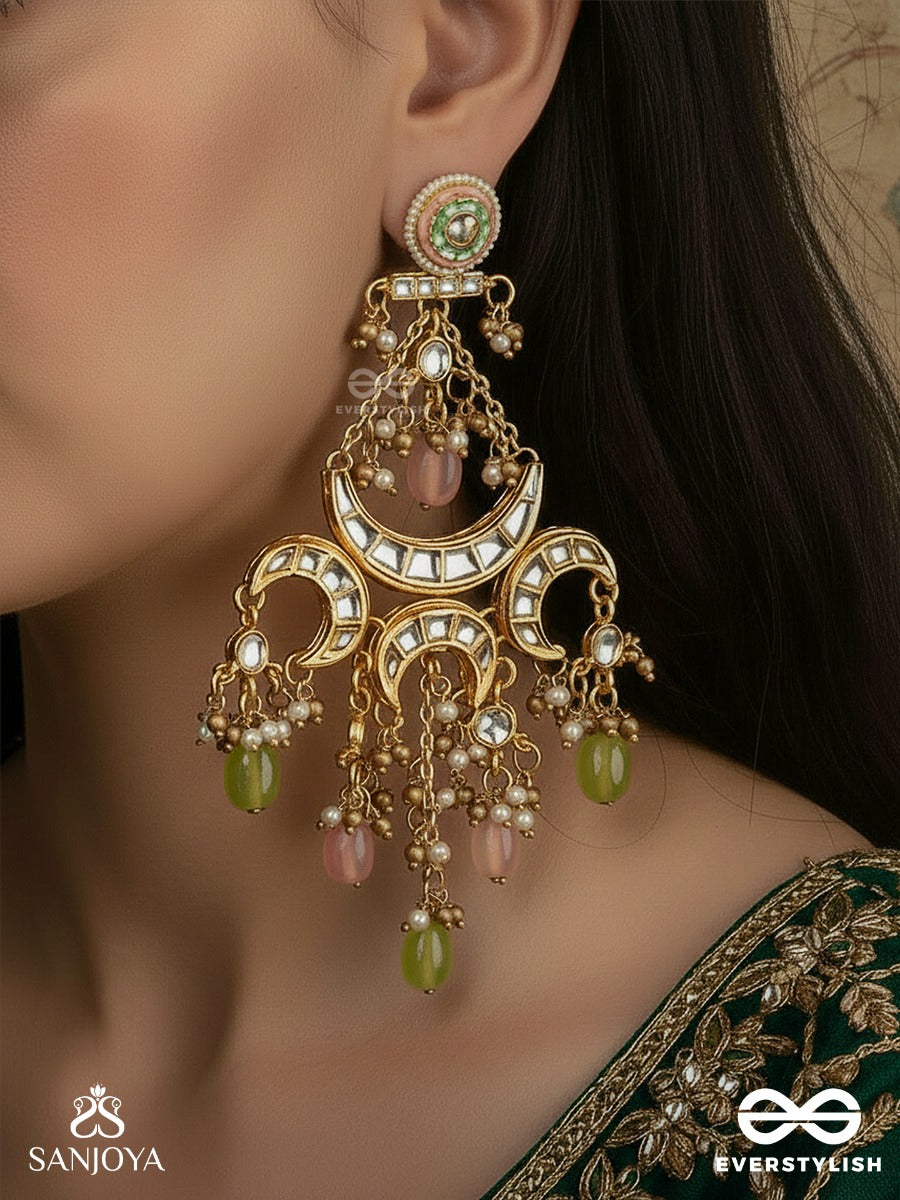 Madhurlekha - Melody In Curves - Ornamented Earrings With Delicate Arc Motifs And Soft Multi-Tone Hangings