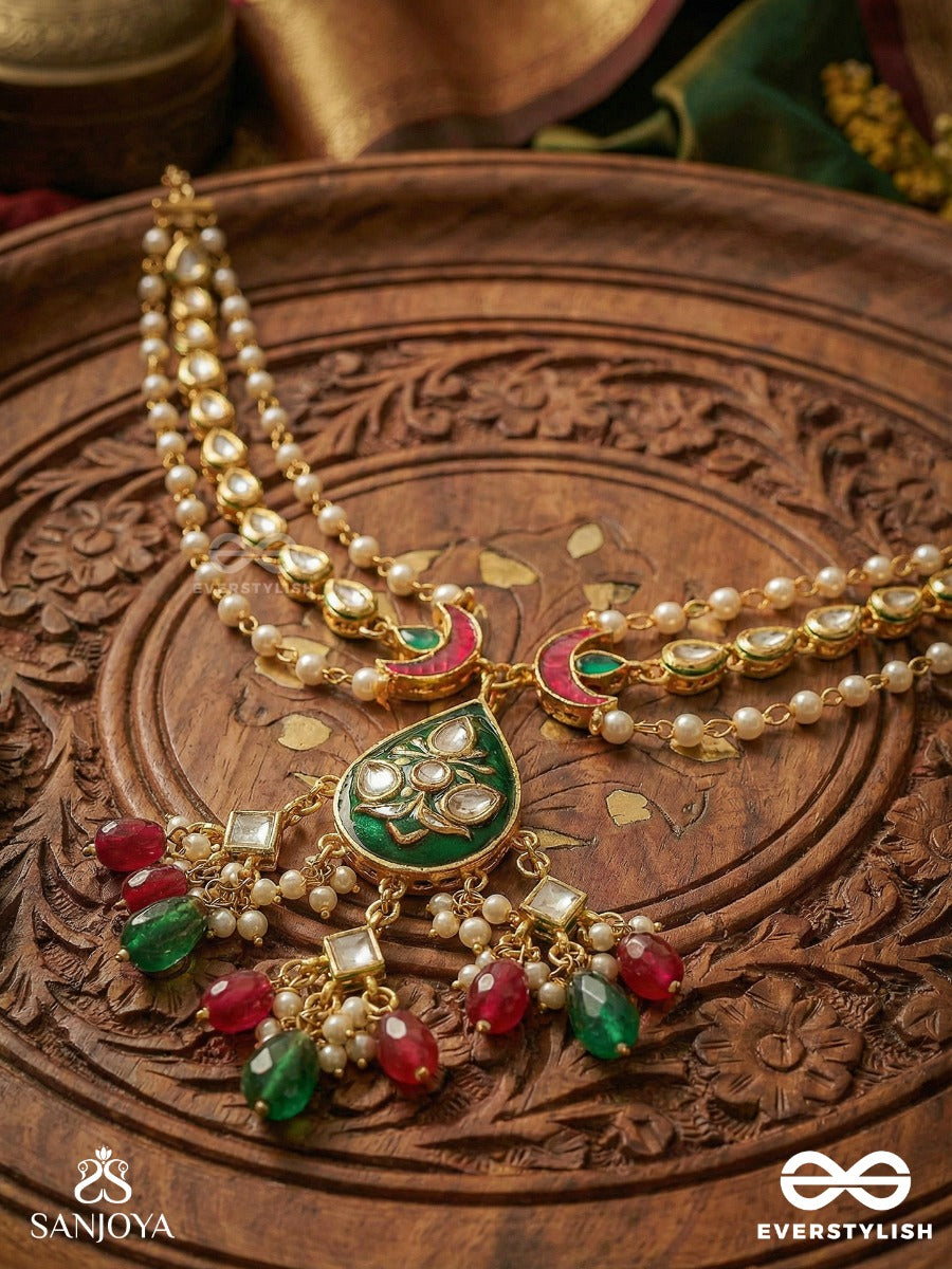 Maniratna - Jewelled Treasure - Pearl Strand Necklace With Ornate Gem Pendant And Drop Fringe
