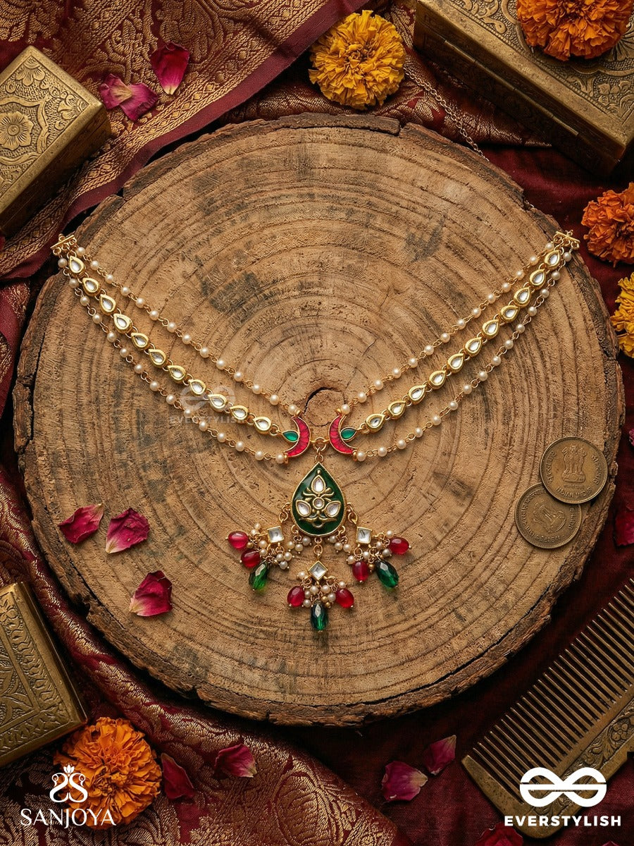 Maniratna - Jewelled Treasure - Pearl Strand Necklace With Ornate Gem Pendant And Drop Fringe