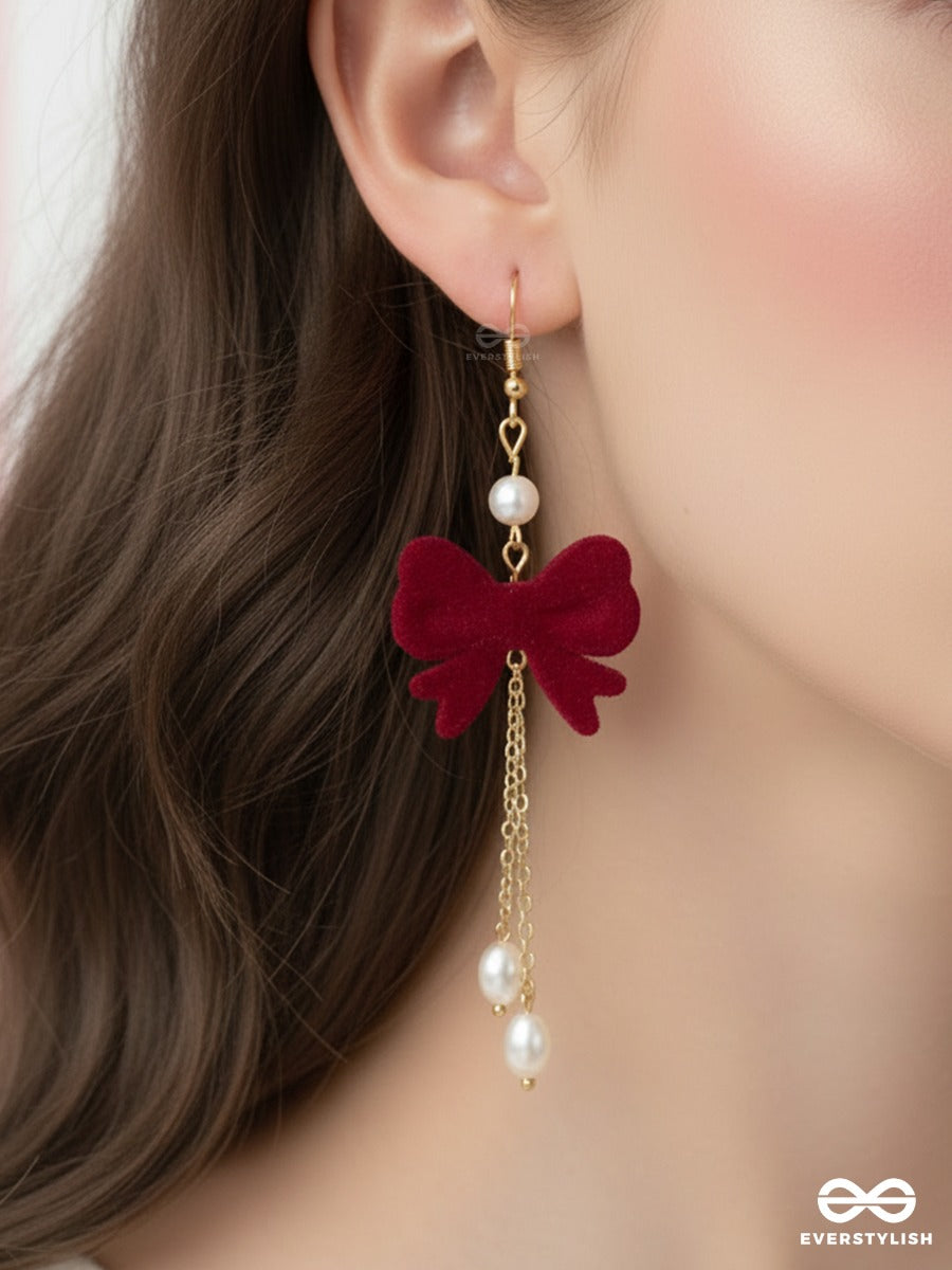 Tie Drizzle - Flowy Bow Earrings With Chain Drops