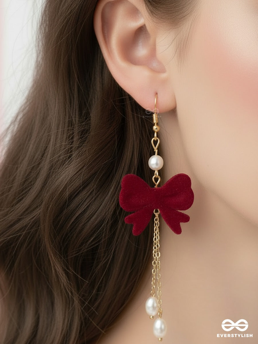 Tie Drizzle - Flowy Bow Earrings With Chain Drops