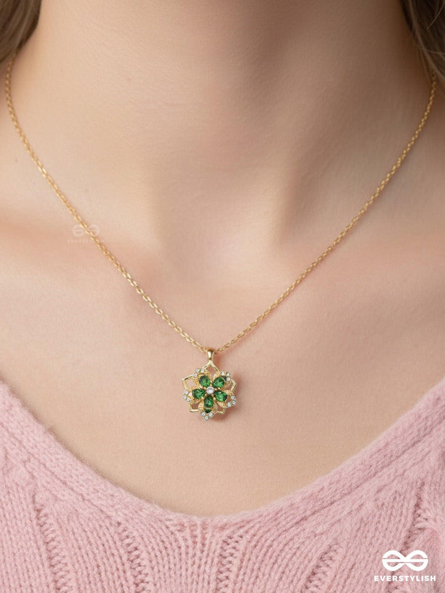 Emerald Bloom - Anxiety Spinning Necklace With Floral Pendant