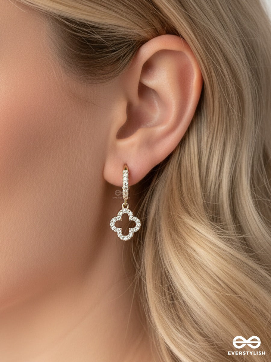 Luck Emblem - Stone Drop Clover Earrings