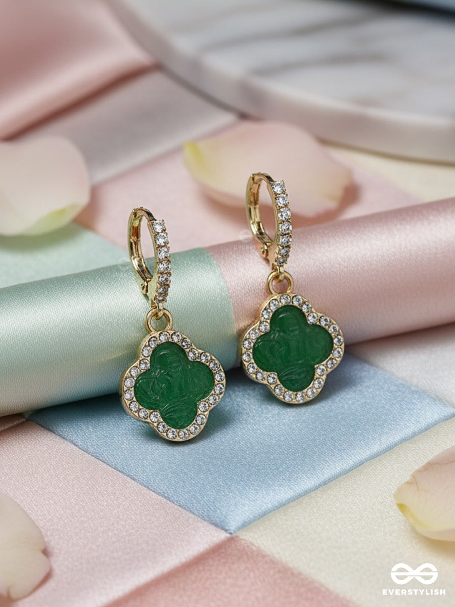 Emerald Trefoil - Stone Drop Clover Earrings
