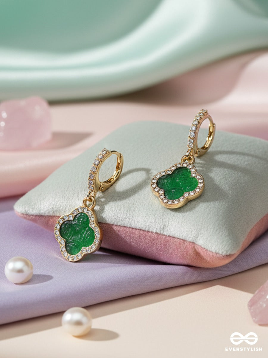 Emerald Trefoil - Stone Drop Clover Earrings