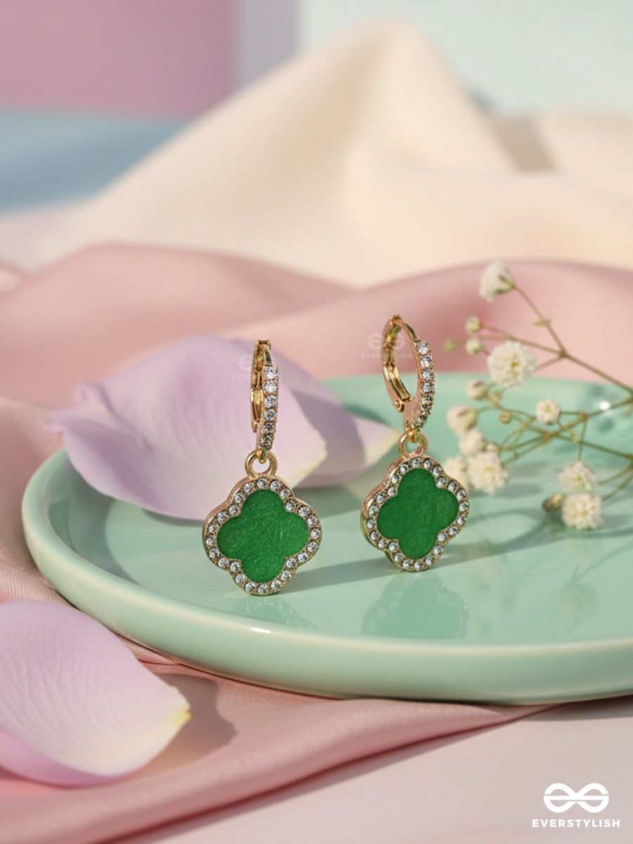 Emerald Trefoil - Stone Drop Clover Earrings