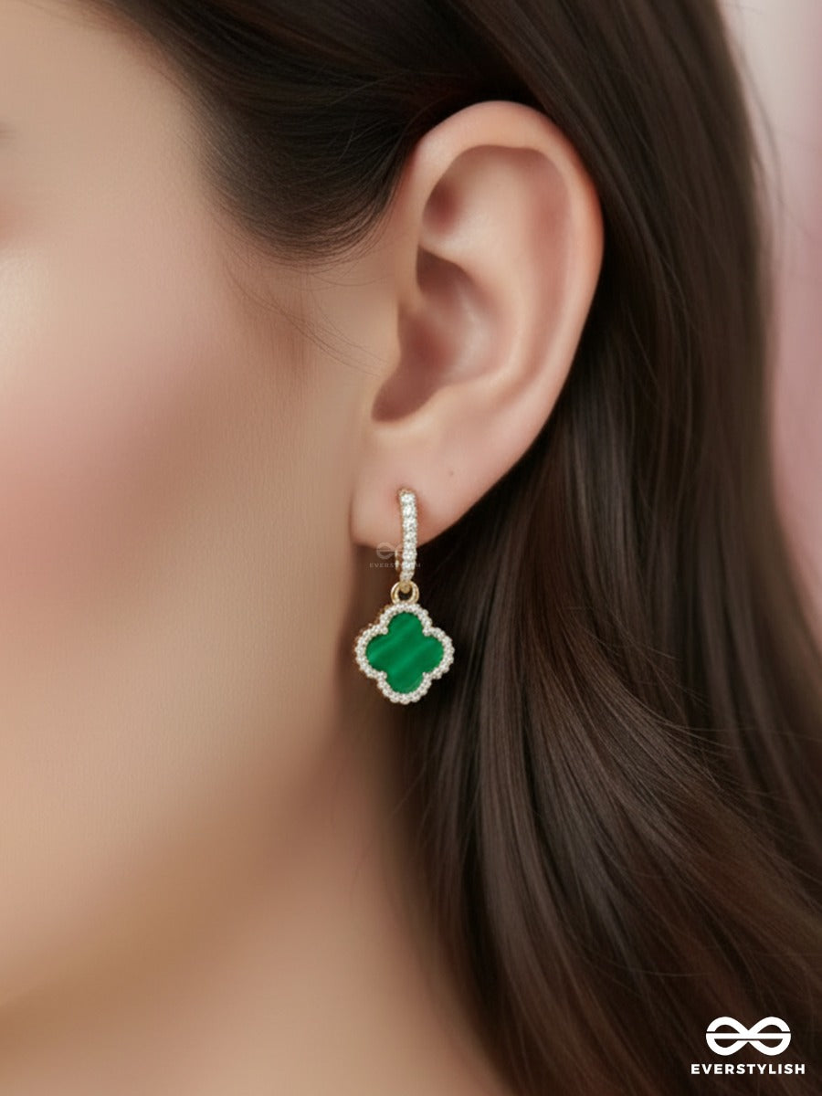 Emerald Trefoil - Stone Drop Clover Earrings