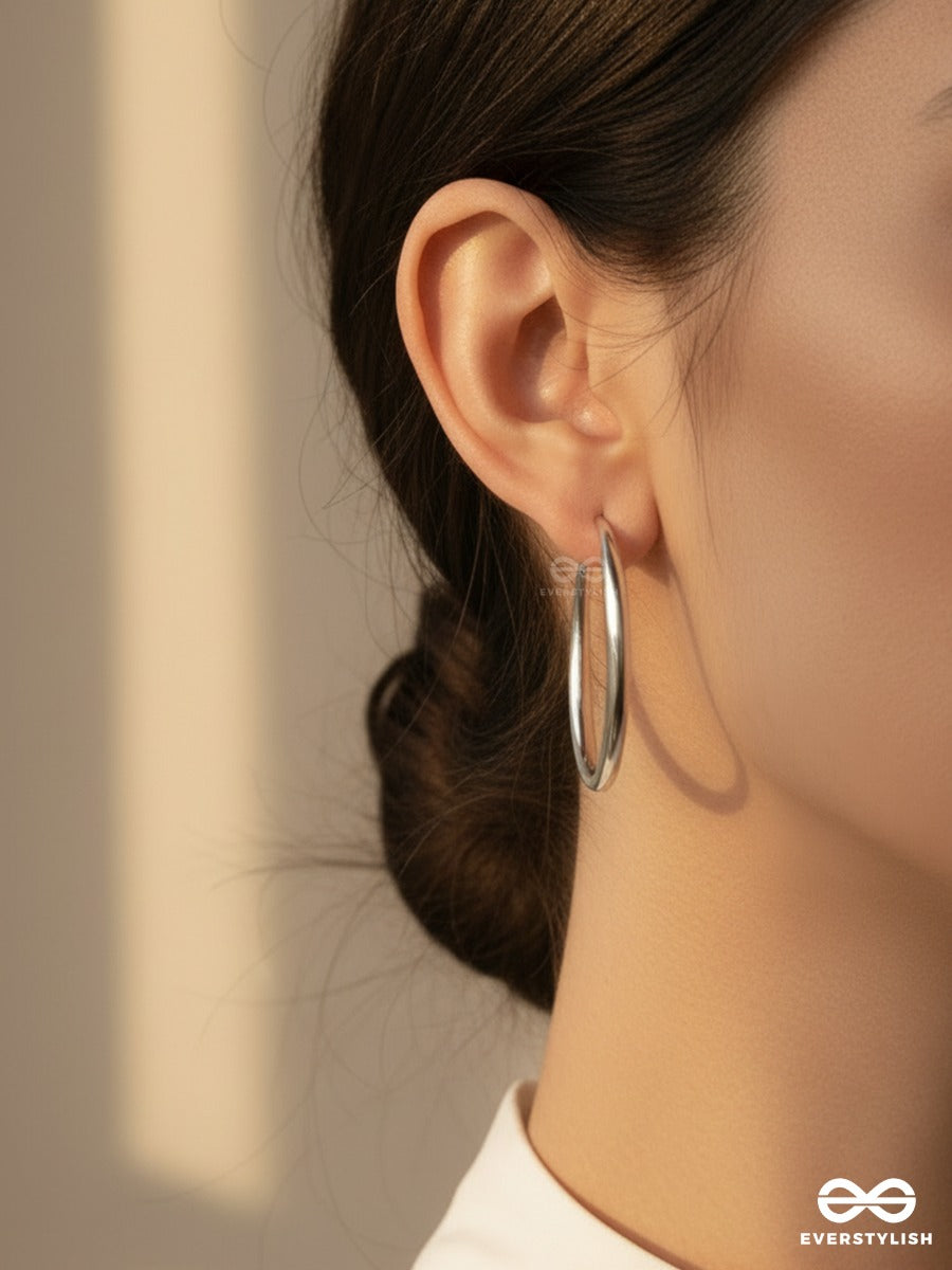 Calista Hoops - Sleek Silver Hoop Earrings