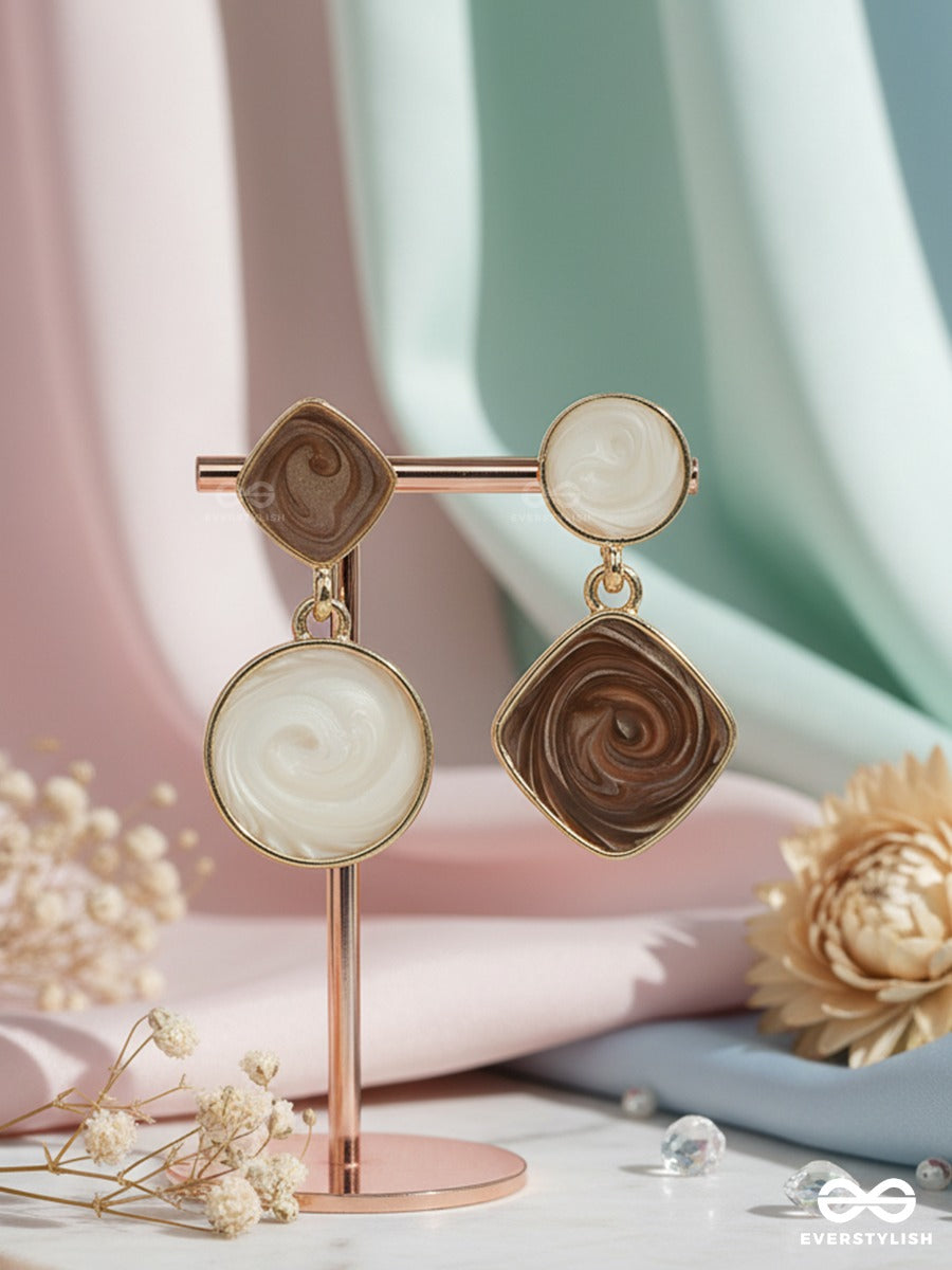 Caramel Swirl - Resin Drop Earrings