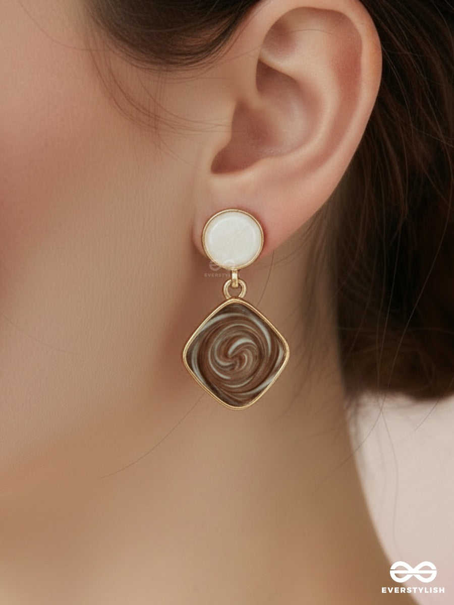 Caramel Swirl - Resin Drop Earrings