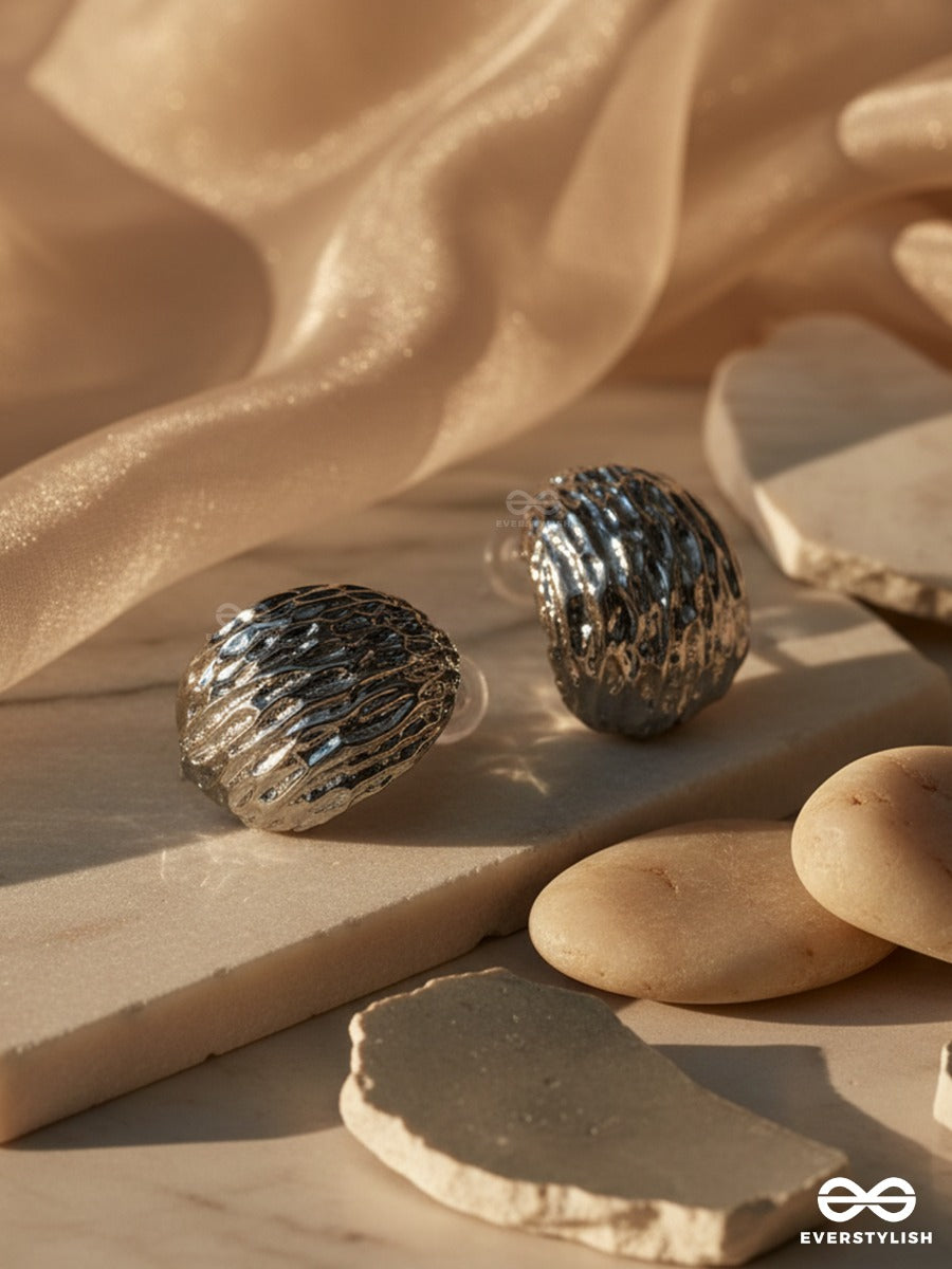 Frost Ripple - Hammered Metal Stud Earrings