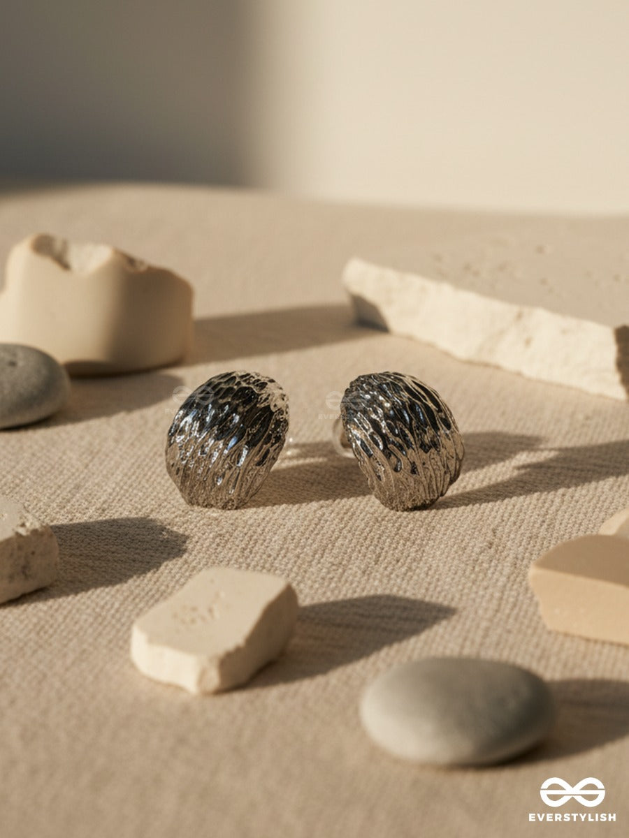 Frost Ripple - Hammered Metal Stud Earrings