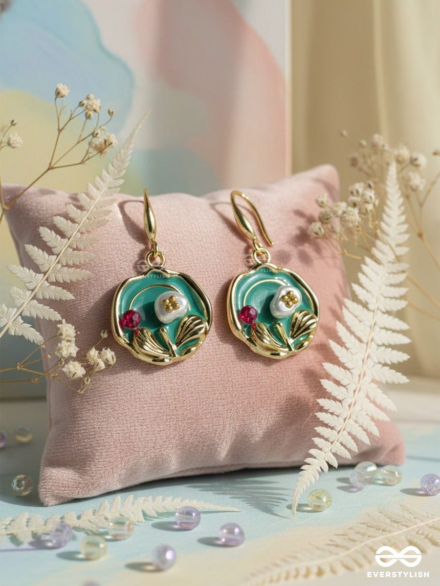 Meadow Medallion - Enamel Floral Earrings
