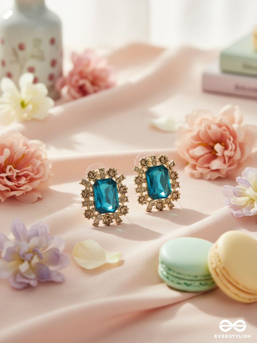 Teal Empress - Gem Frame Earrings