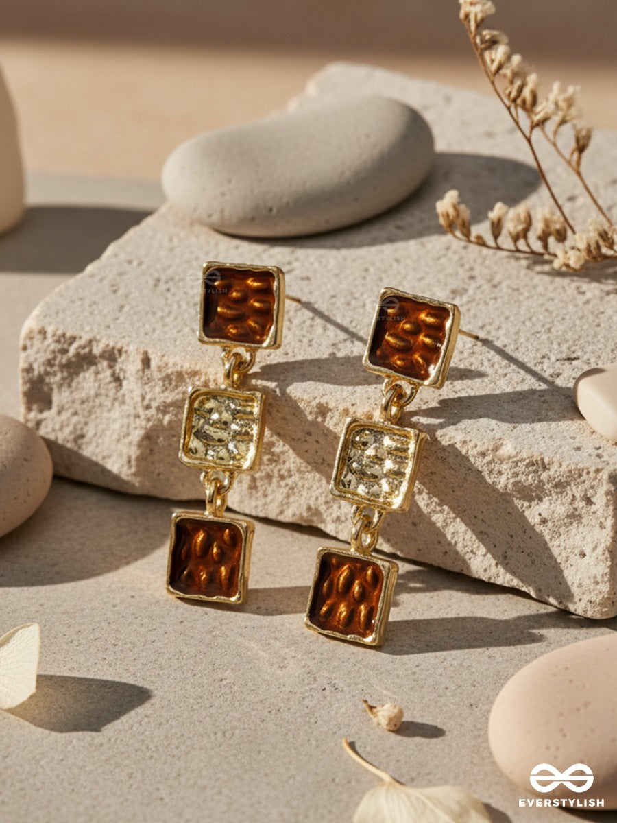 Earth Block - Textured Geometric Earrings