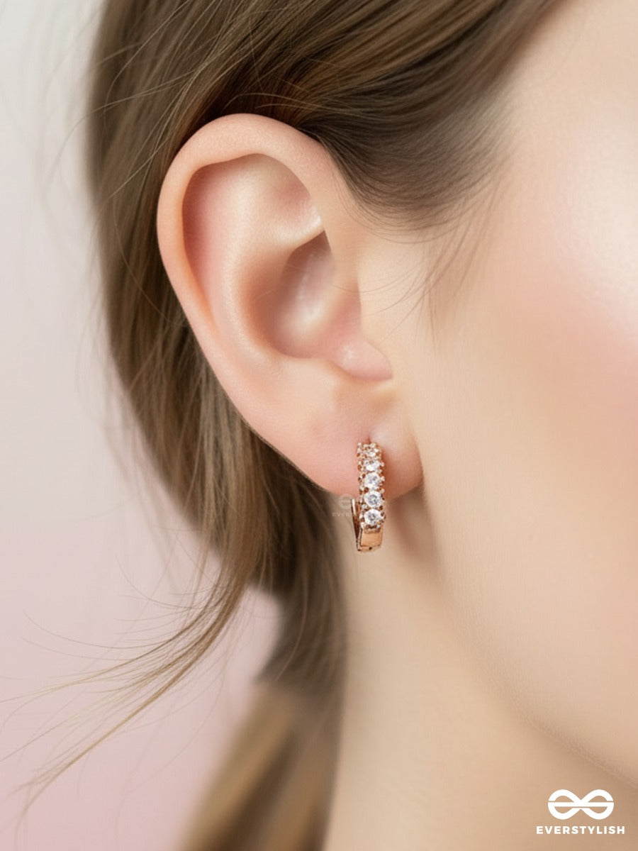 Spark Rim - Golden Pave Hoop Earrings