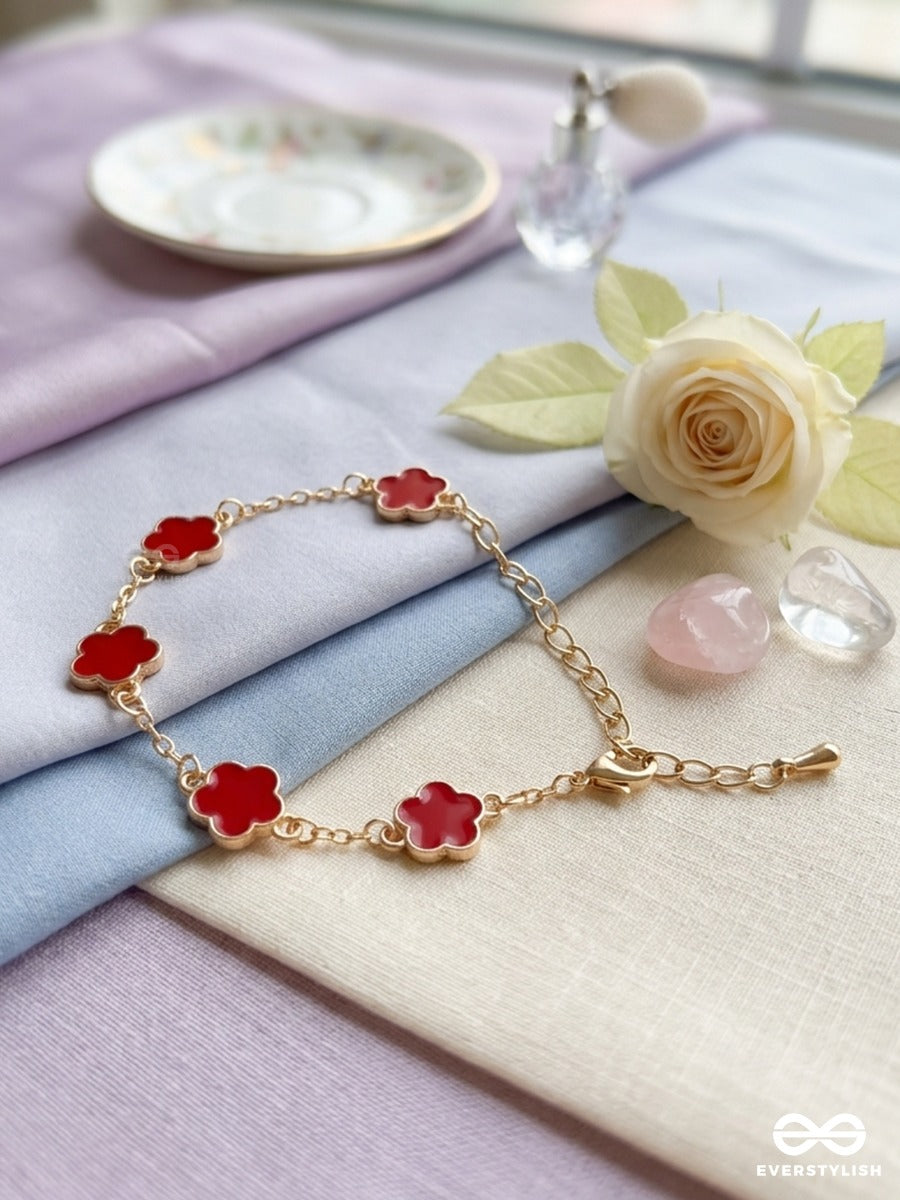 Crimson Bloom - Floral Link Bracelet