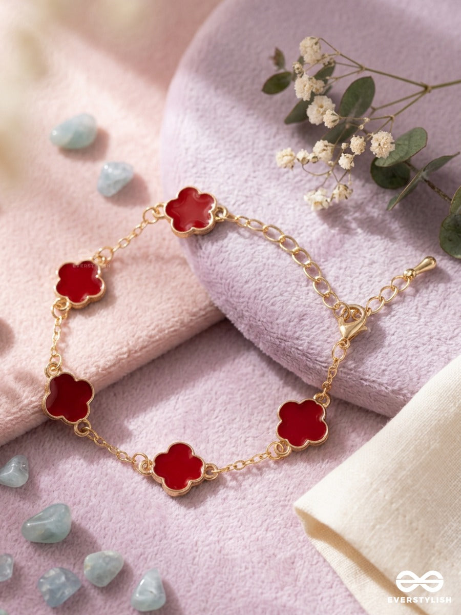 Crimson Bloom - Floral Link Bracelet
