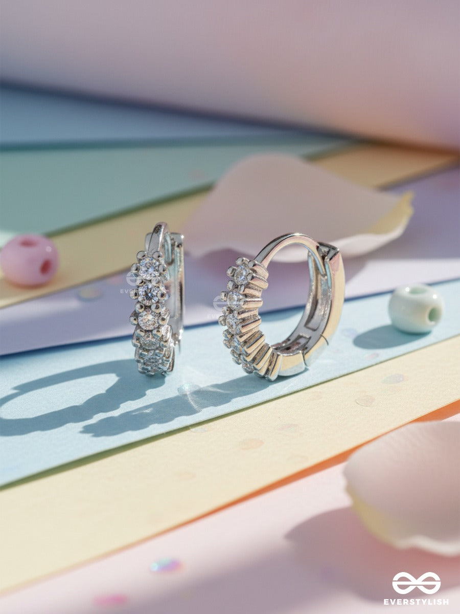 Spark Rim - Silver Pave Hoop Earrings