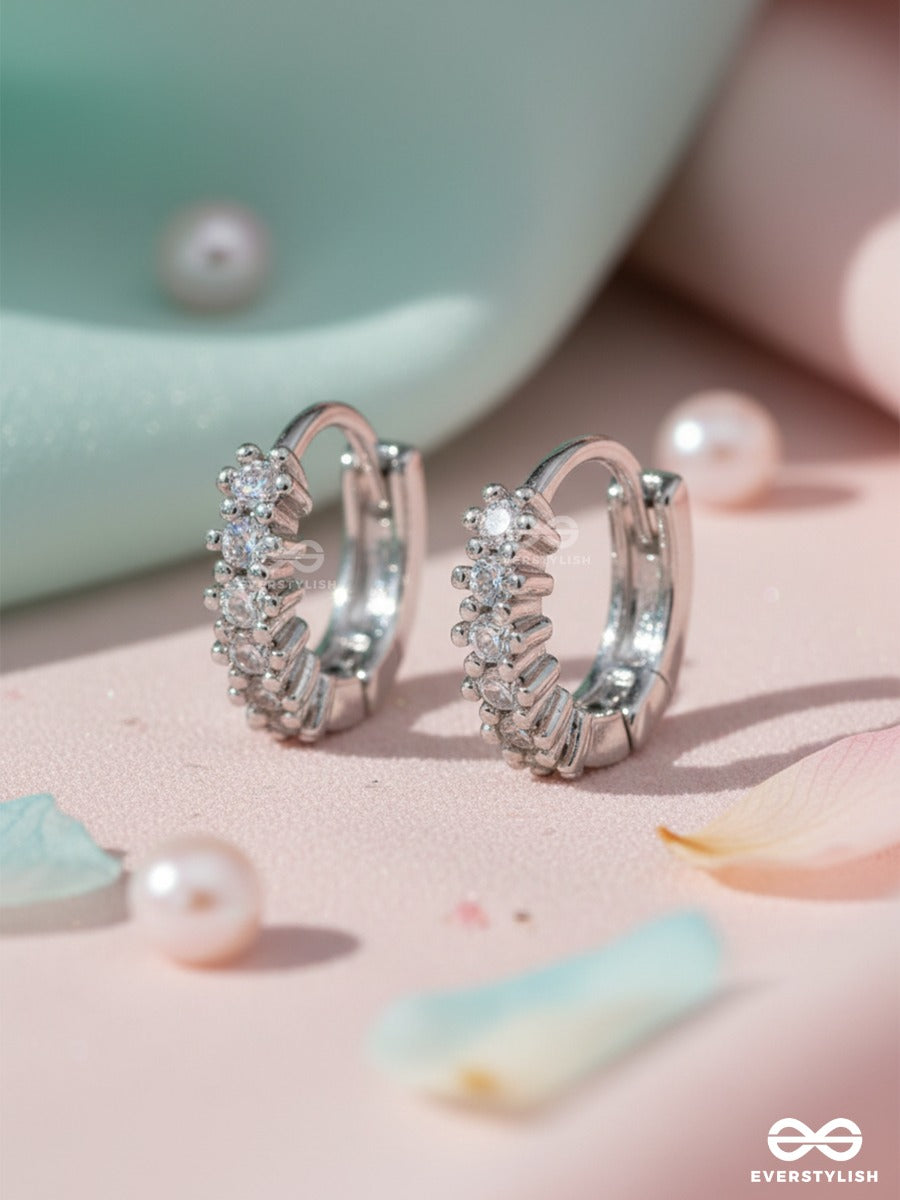 Spark Rim - Silver Pave Hoop Earrings