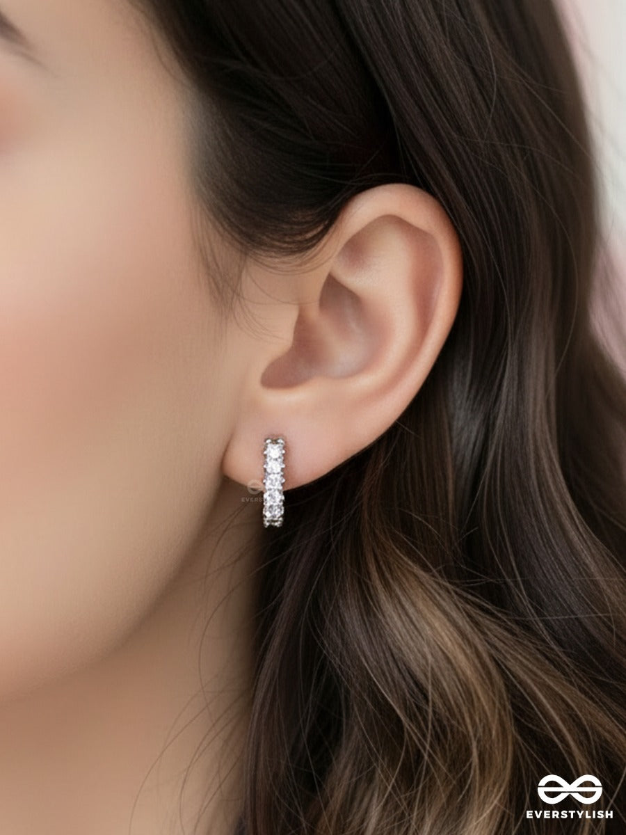 Spark Rim - Silver Pave Hoop Earrings