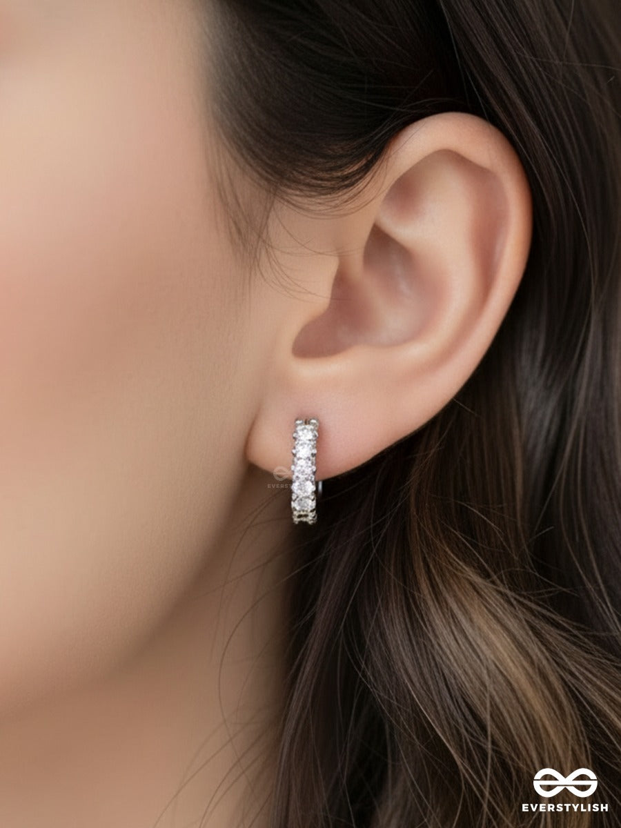 Spark Rim - Silver Pave Hoop Earrings