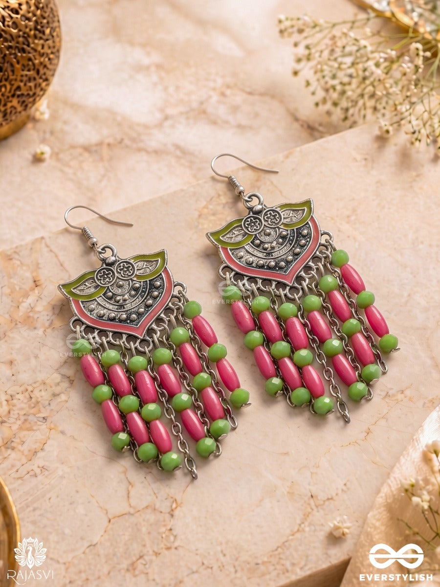Pink Parade - Oxidised Tassel Drop Earrings