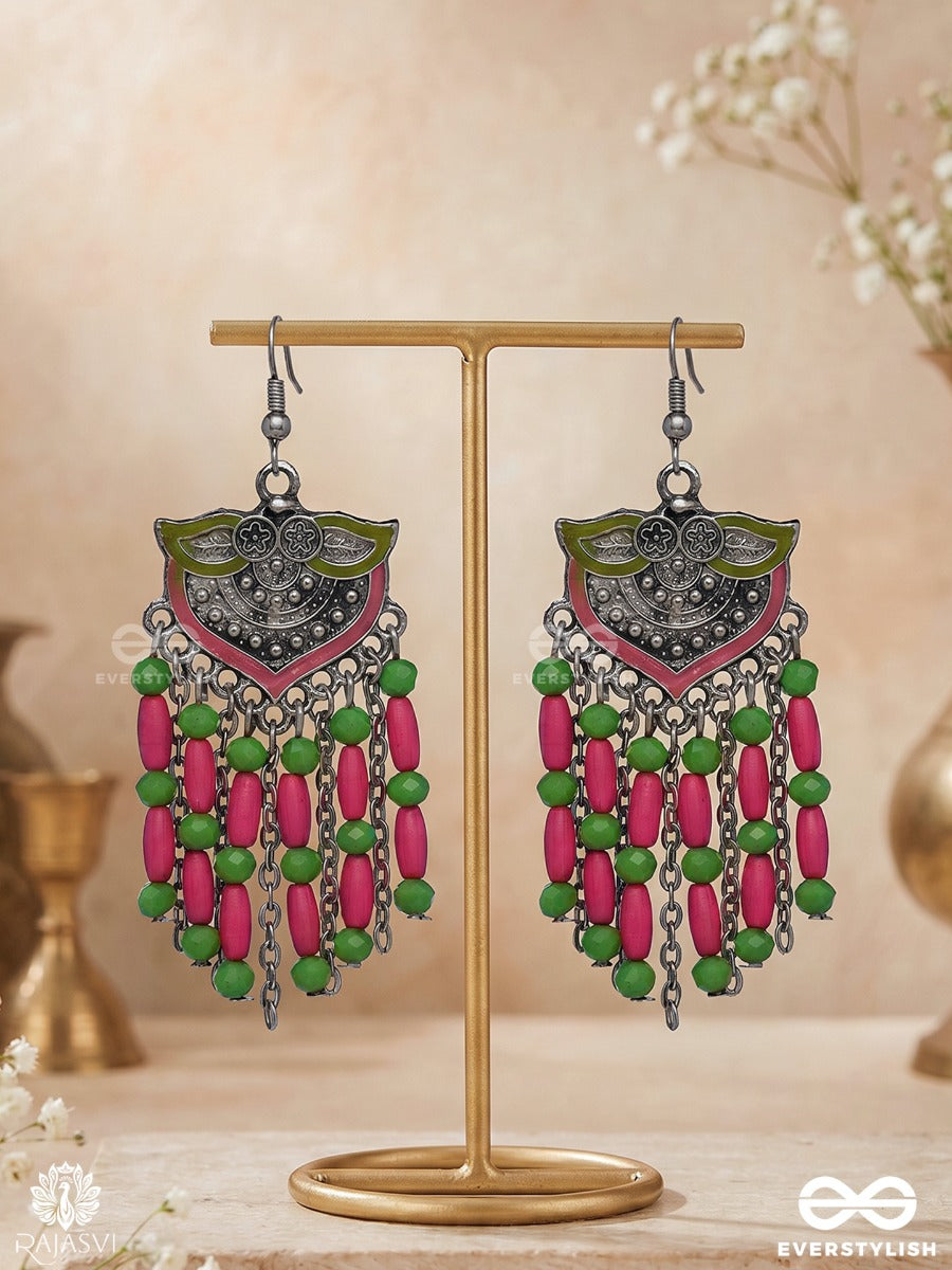 Pink Parade - Oxidised Tassel Drop Earrings