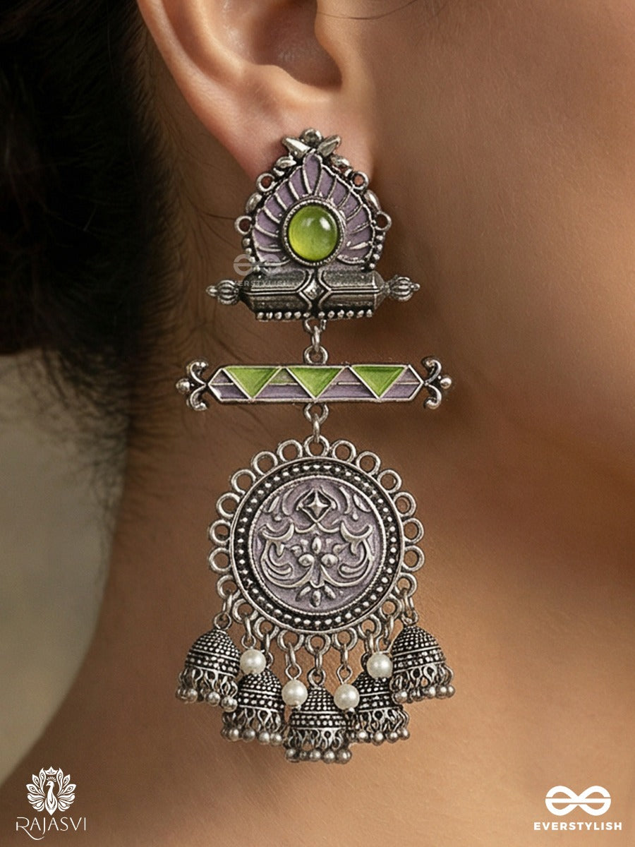 Iris Empress - Oxidised Heritage Statement Earrings