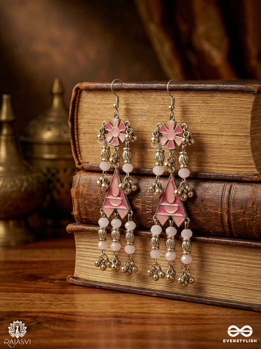 Floral Symphony - Oxidised Enamelled Tassel Jodhpuri Jhumkas