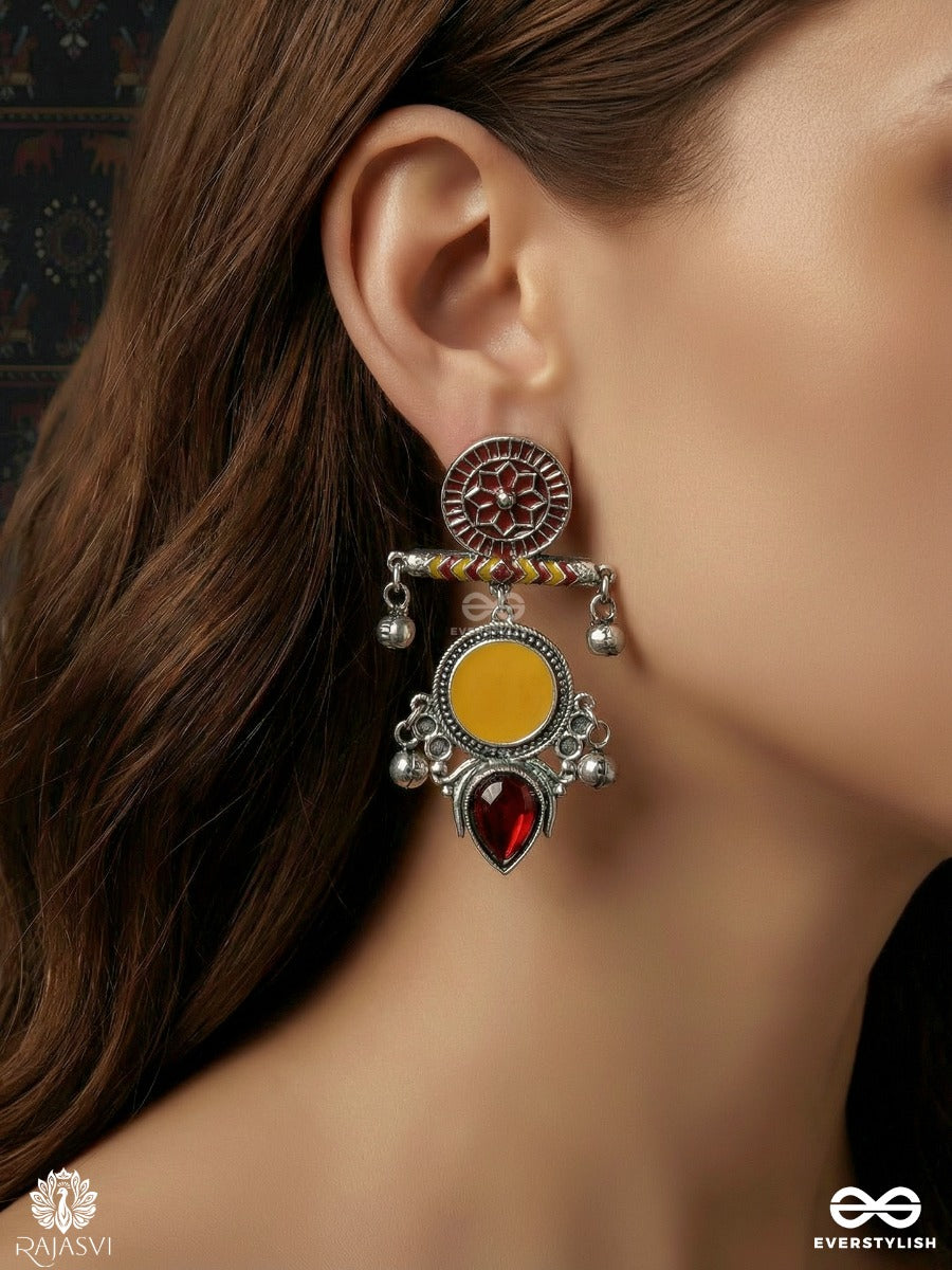 Rustic Medal - Oxidised Stone Jodhpuri Jhumkas