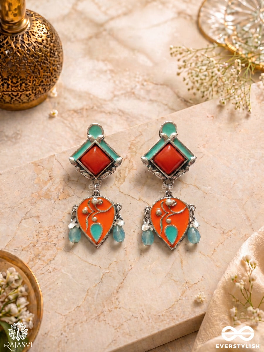 Tribal Sunbeam - Oxidised Enamel Statement Jodhpuri Jhumkas