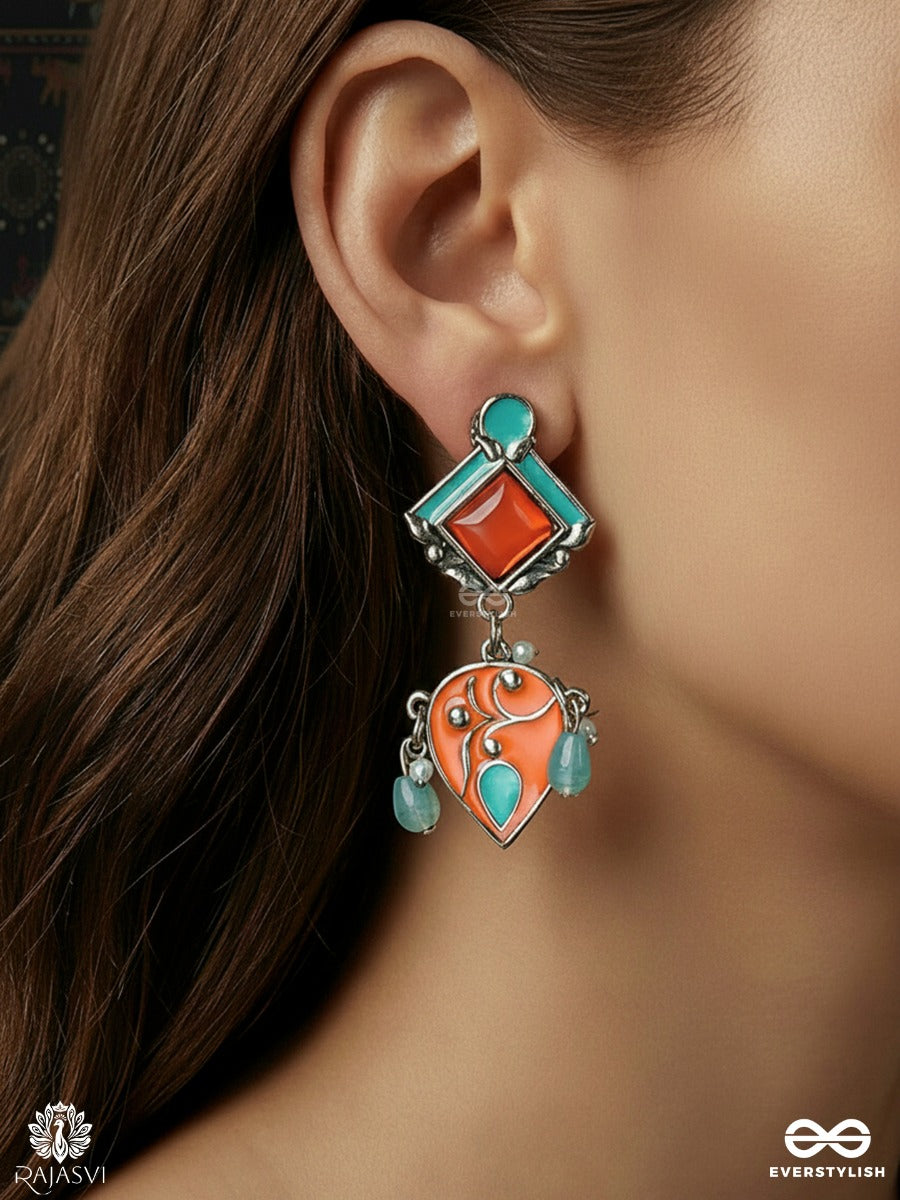 Tribal Sunbeam - Oxidised Enamel Statement Jodhpuri Jhumkas