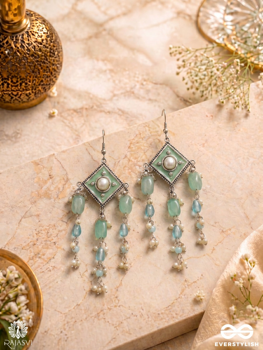 Pankhuri Tinkle - Oxidised Jodhpuri Jhumkas With Diamond Motif And Dangling Drops