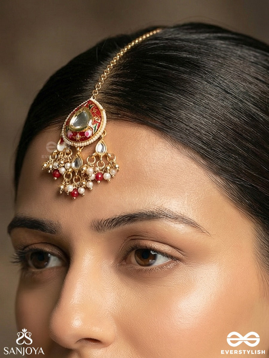 Mrinalvarcha - Lotus Splendour - Delicate Maangtika With Gemmed Motif And Fringe Accents