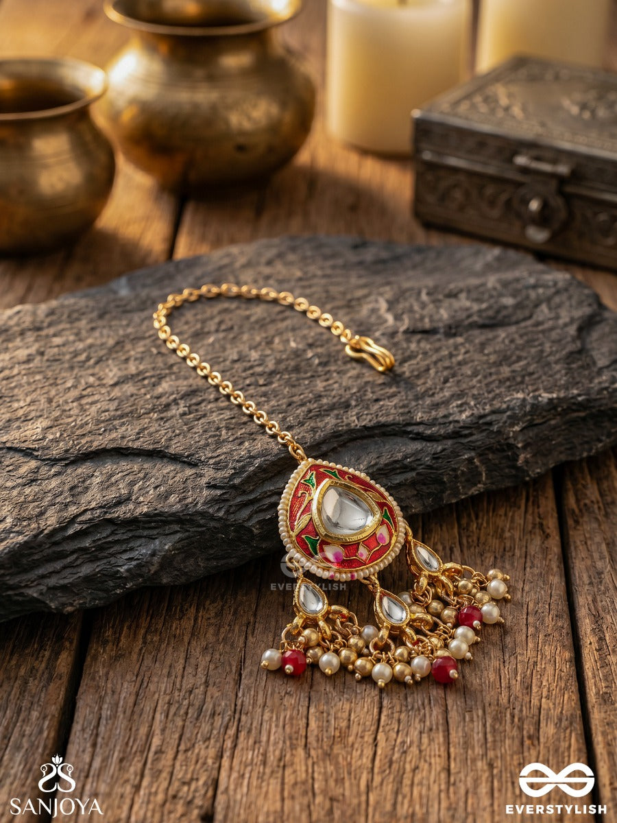 Mrinalvarcha - Lotus Splendour - Delicate Maangtika With Gemmed Motif And Fringe Accents