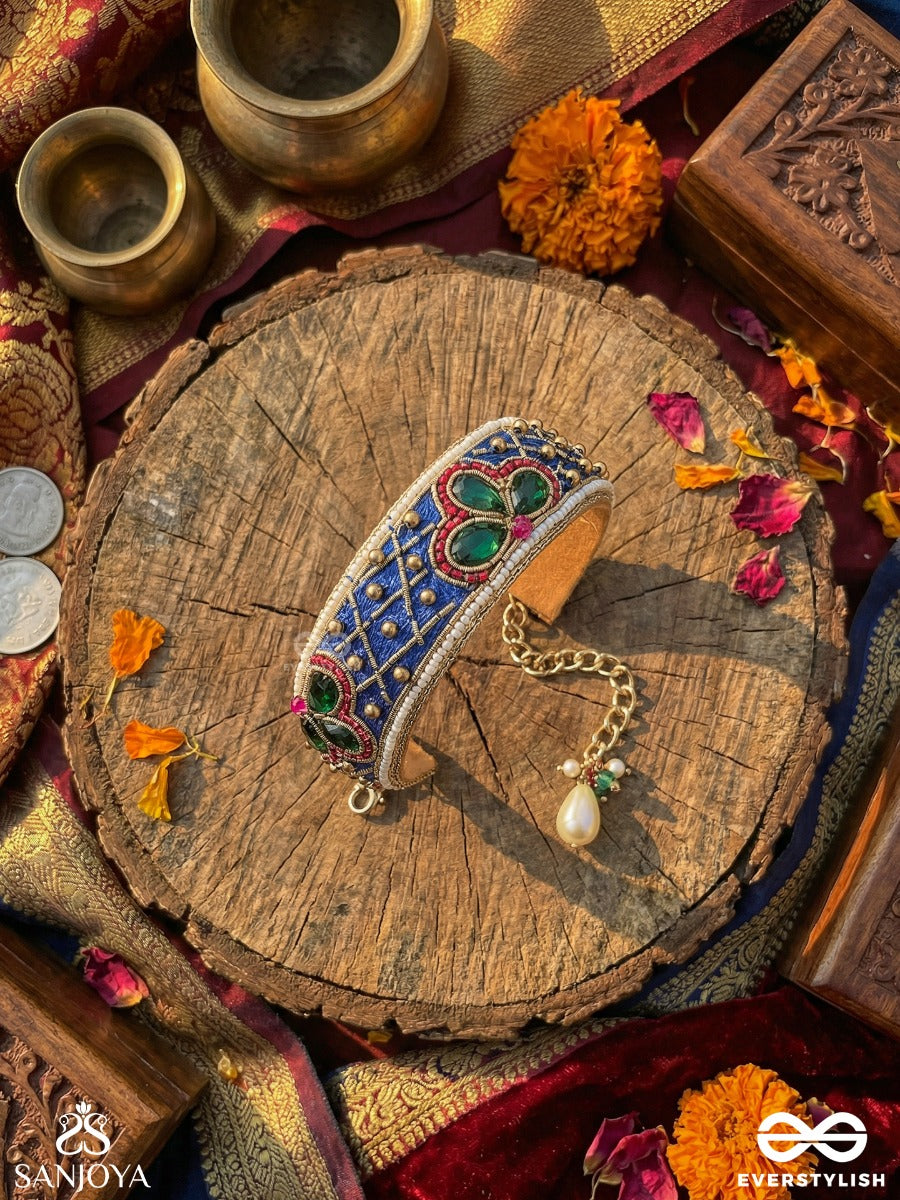 Neelketana - Blue Emblem - Ornate Bracelet With Enamelled Panel And Gemmed Motif Detail (Pack Of 1)