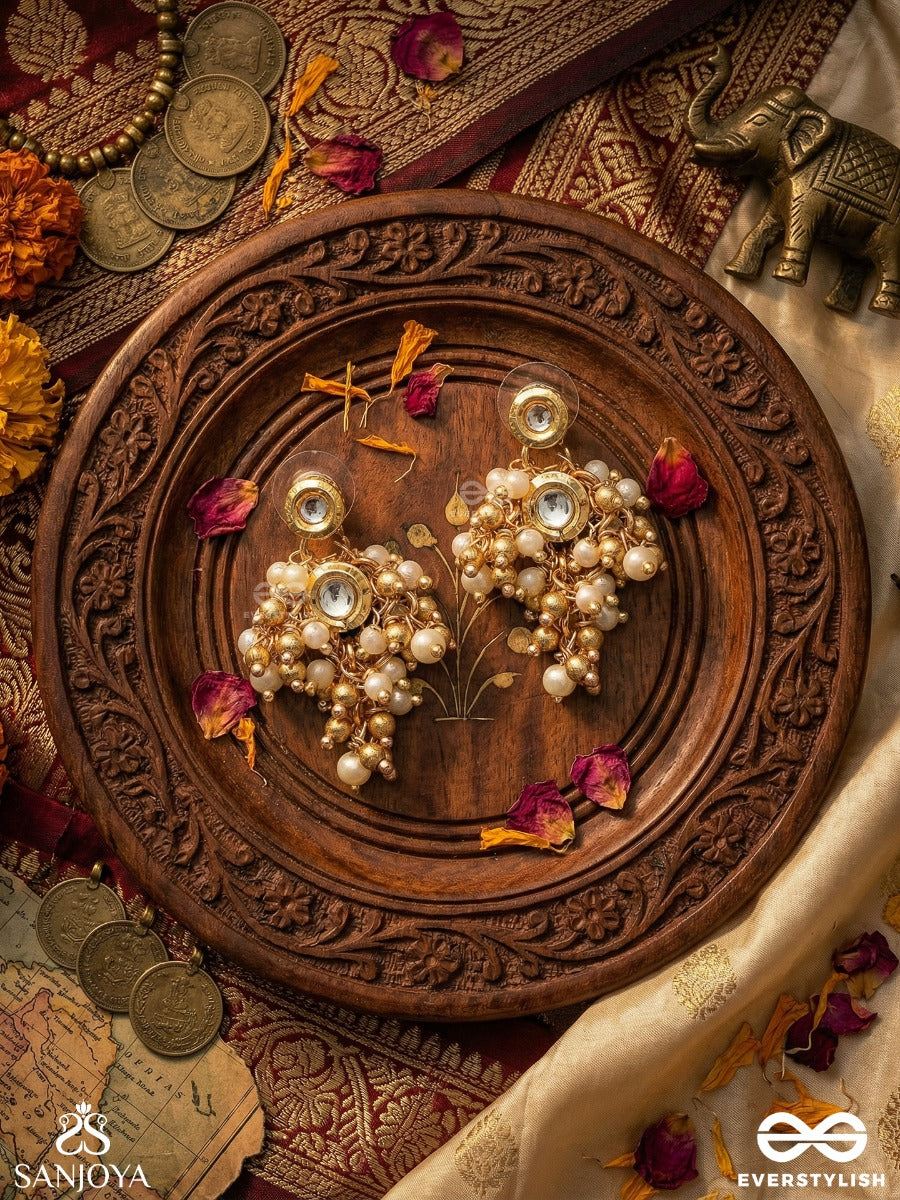 Alokjhari - Stream Of Light - Ornate Earrings With Embellished Panel And Dangling Elements